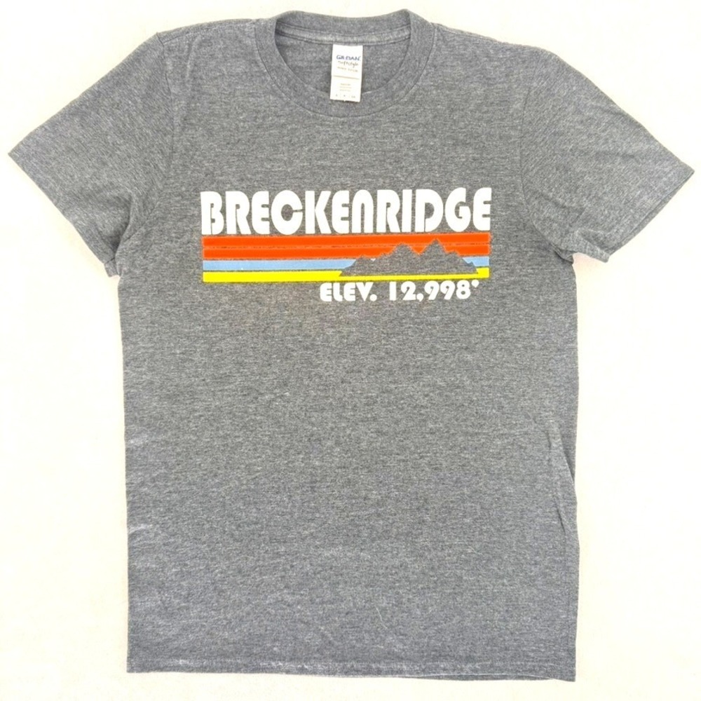 Breckenridge Colorado Retro Mountain Graphic T-Shirt Gray Small Rocky Mountains‎
